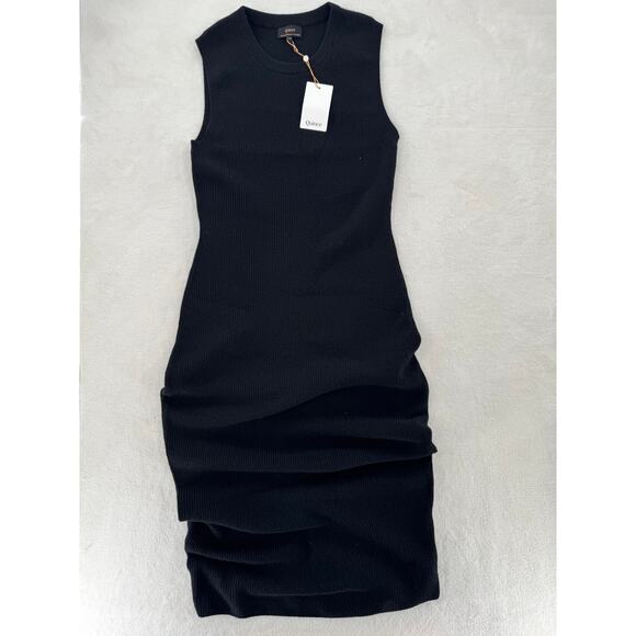 Quince 100% Mongolian Cashmere Black Midi Sweater Dress Sleeveless Ribbed NWT M - Picture 6 of 11